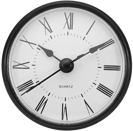 PATIKIL 2.8 70mm Quartz Clock Insert, Round Quartz Movement Miniature Clock Mini Roman Numeral Clock Fit 61mm/2.4 Diameter Hole for Replacement Home, Black/White, Style 9