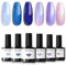 Modelones UV Nagellack 6 Farben Blau Lila Rosa Gel Nagellack UV Nageldesign Sets Soak Off Gel Polish für Maniküre Nageldesign