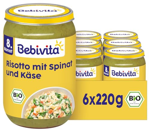 Bebivita Risotto mit Käse und Spinat, 6er Pack (6x220g), Menü ab 8. Monat