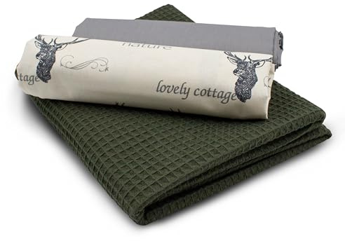 VmG-Store Våffelpiké + bomullstyg, set, färgkoordinerat, våffeltyg, 100 % bomullstyg, Tex Standard 100 (horn, lantligt set97)