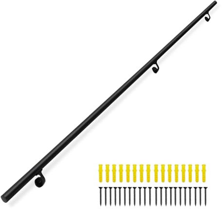 Pasamanos de hierro negro para escaleras de interior y exterior, antideslizante, montaje en pared, barra de seguridad de 30 cm