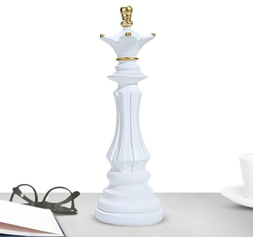 Ruhnjyg harts schackpjäs – traditionella spel Backgammon King Schack, Schackpjäs skulptur bordsdekoration, kung drottning schack harts – vit kejsarinnan