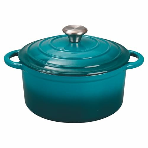 Galileo Casseruola con coperchio 20 cm in ghisa smaltata, induzione, ottanio, Les Cocottes SìChef