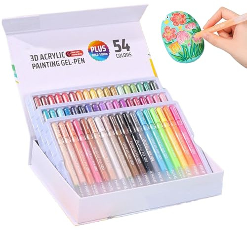 Generico Penne Gel Acriliche 3D,Marcatori Per Scrapbooking - Pennarello Pittura 3D Glitter Punto 1mm per Decorazione Rilassante Tessuto Legno Ceramica Arte Scuola Adulti