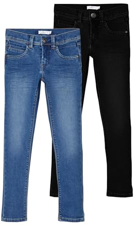 NAME IT Boy Jeans Slim Fit Sweat, Noir (Black/W Bleu denim moyen), 158