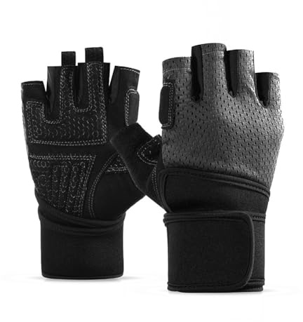 FACAIIO Guanti da allenamento traspiranti da uomo in nylon con palmo in silicone, supporto per il polso esteso, sollevamento pesi e ciclismo