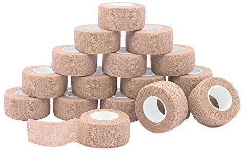 Tocone 18 Rotoli Benda Elastica Bendaggio Adesiva Coesiva Benda Nastro Elastico Autoadesivo Salvapelle Sport Nastro Bendaggio Sportivo per Mani, Piedi, Ginocchia, Braccia 2.5cm x 4.5m