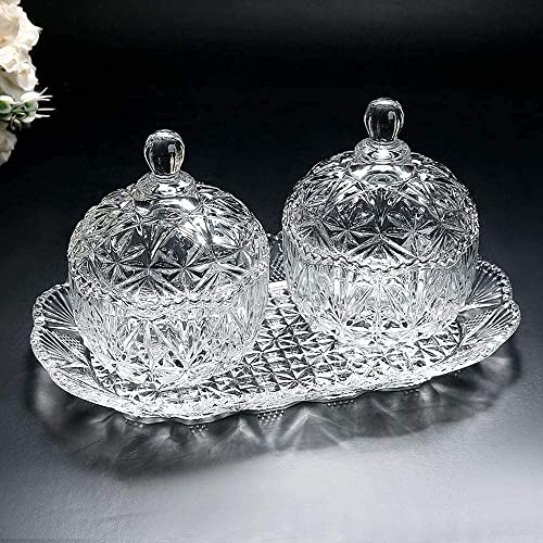 SG Traders Glass Candy Jars Decorative Storage Containers with Lids for Cookies and Nuts