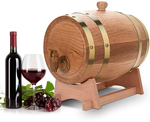 Greensen Oak Barrel 3L Wooden Wine Barrel Wooden Whisky Barrel Liqueur Shot Barrel for Home, Bar, Party and Banquet Birthday Gift