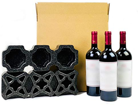 EPE USA Universal Triple Bottle Wine Shipping Box - 1 Pack - All-in-One Protective Wine Shipper with Recycled PE Foam - Eco-Friendly, Recyclable, Secure Wine Packaging