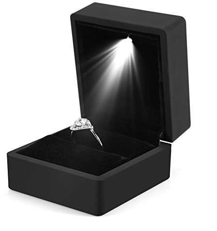 Scatola per anelli con luce a LED, alla moda Scatola per anelli illuminata per proposta di matrimonio scatola per proposta, fidanzamento matrimonio vernice di gomma Peluche