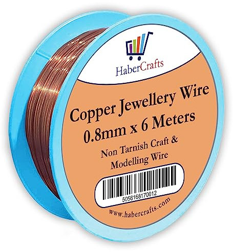 0.8mm Copper Jewellery Wire Tarnish Proof Brass Bendable Metal Wire for Jewellery Making Sculpting Modelling Crafts Wire Weaving & Wrapping (0.8mm - Copper - 20 Gauge - 1 Spool - 6 Meters)