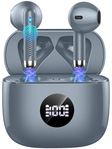 Wireless Earbuds, Bluetooth 5.4 Headphones in Ear with 4 ENC Noise Cancelling Mic, Bluetooth Earbuds 40H Playtime, HiFi Stereo Deep Bass Wireless Earphones IP7 Waterproof, USB-C Fast Charge Dark Gray