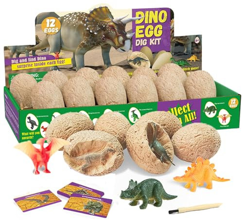 YUEMING Dinosaurie äggleksak, gräva ut dino ägg leksak party dinosauriekit utgrävningsset arkeologi, dinosaurie leksak utgrävning för barn från 6+, arkeologispel för pojkar flickor