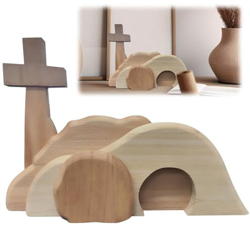 SPERMUOY Osterszene Holz Osterkrippe,Ostern Auferstehungsszene Auferstehung Holzdekoration,Jesus Krippe Szene Dekorationen,Hölzerne Osterszenen,Osterszenen Set für Ostern Tischschmuck Dekoration