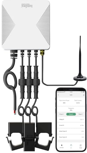 Luminea Home Control Smartmeter: Smarter 3-Phasen-WLAN-Stromzähler & Echtzeit-Energiemonitor, 120A, App (Smart Meter 3-Phasen WiFi, 3 Stromzähler WiFi, Sicherungskasten)