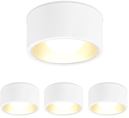 YindaLux 4x Foco de Superficie Blanco incl. GX53 LED de 7W 800LM 3000K Blanc chaud 230V, Redondo Ø130x60mm Aluminio Downlight LED Techo Superficie para salone pasillo cocina