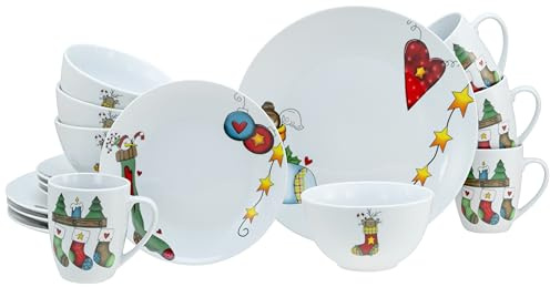 CreaTable, 21847, Månsockar-serien, 16-teiliges presentset för 4 personer, kombiservice av Porzellan, tvättbara och mikrowellengeignet, kvalitetsproduktion