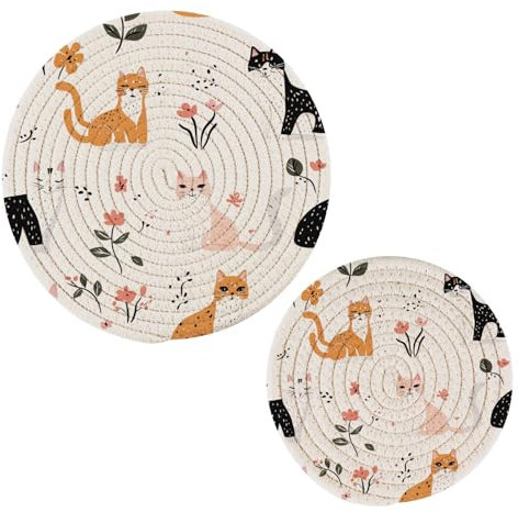 LaPerm - Salvamanteles blancos de algodón, resistentes al calor, para ollas y sartenes de madera, 2 unidades