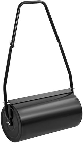 Kraftig gräsmattevals med handtag, kapacitet 11,1 gallon, hållbar järn- och stålkonstruktion, svart