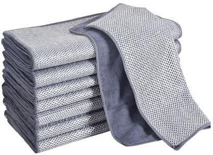 DmDoyy Chiffon de Nettoyage en Microfibre, Lavette Cuisine, Séchage Rapide,Non Pelucheux, Doux et Réutilisable, 20x20 cm, 8PCS