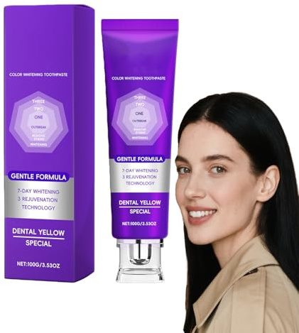 Purple Teeth Whitening Toothpaste – Gentle Enamel-Safe Toothpaste for Sensitive Teeth, Daily Whitening & Stain Removal, Fresh Breath Care to Reduce Yellow Tones for a Brighter Smile (1pcs)