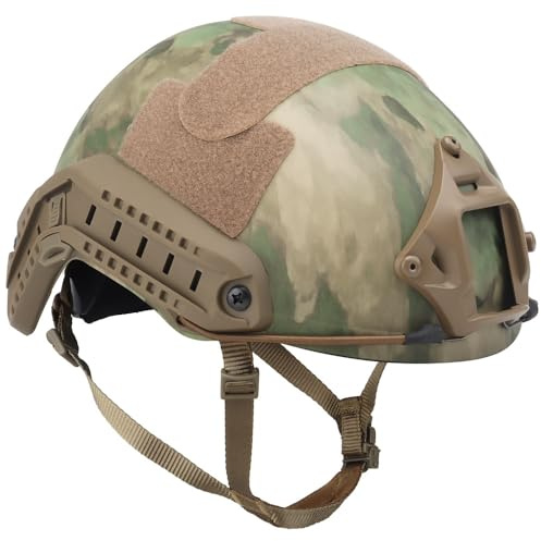Mimetico, Casco Da Esterno Per Testa Taglia M 52-60 Cm, Attrezzatura Tattica Con Imbottitura E Sottogola Barra Laterale Adattatore(Fg)