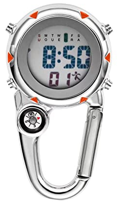 MotiveTech Clip de Reloj con Mosquetón Digital Multifuncional, Reloj de Bolsillo Unisex Luminoso, Reloj Despertador Unisex con Llavero para Mochila, para Deporte