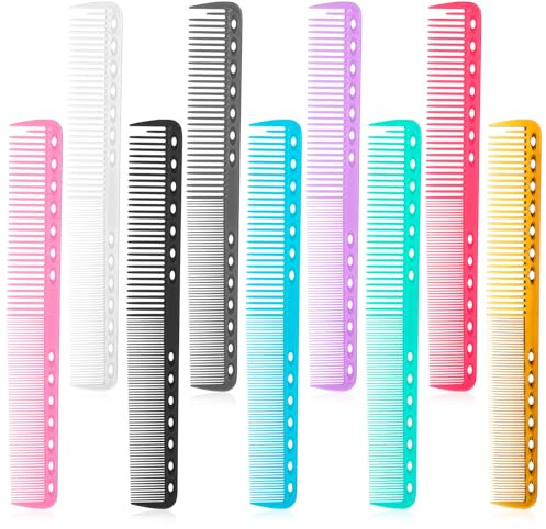 Jeffdad 9 PCS Carbon Hair Cutting Combs, Professional Carbon Fine Cutting Comb Heat Resistant Carbon Fiber Salon Hairdressing Comb Multi-Function Medium and Fine for Man Woman