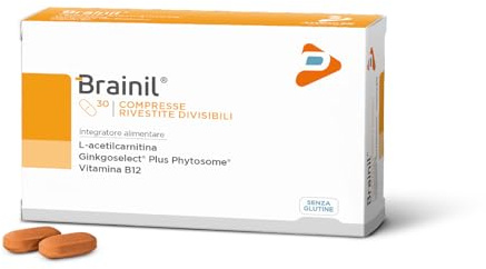 Pharma Line - BRAINIL Integratore alimentare con L-acetilcarnitina, Ginkgoselect® Plus Phytosome® e Vitamina B12, 30 compresse rivestite