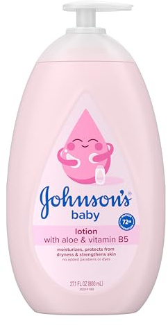 Johnson's Baby Lotion with Coconut Oil, Aloe Vera & Vitamin B5, 72 HR Hydration, Skin Moisturizer, Hypoallergenic, Safe for Newborn, Protects From Dryness & Strengthens Skin, 27.1 fl. oz