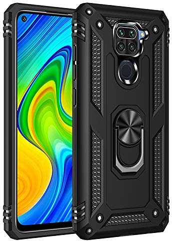 Max Power Digital Funda para móvil Xiaomi Redmi Note 9 con Anillo Giratorio 360 Metálico Imán Carcasa Magnética Rígida Antigolpes Resistente Soporte Bumper Case (Xiaomi Redmi Note 9, Negro)