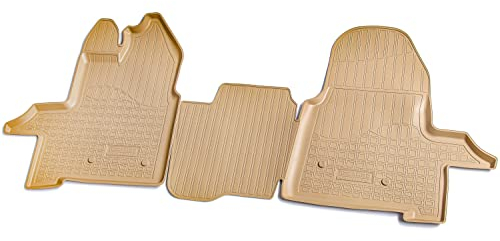 Recambo 3D Gummi Fußmatten kompatibel für Ford Transit | BJ ab 2014> | Auto Gummimatten | Passgenau | mit Rand | beige | vorne