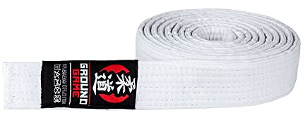 Ground Game Ceinture de judo pour enfants - Toutes les tailles et couleurs - 100 % coton, Blanc., 240 cm
