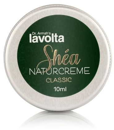 LAVOLTA Shea natürliche Hautcreme Classic, 10ml - vegan & parfümfrei - Probierset Körpercreme für sehr trockene Haut mit reiner Sheabutter & Vitamin E - Körperbutter für alle Hauttypen