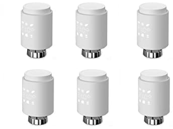 RANRAO 6PCS Radiator Thermostat Valve Head Programmable Smart Radiator Valve Thermostatic Compatible with Alexa Google Home Tuya