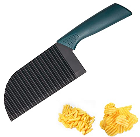 Lamkrtlp Coltello Taglio Ondulata, Coltello Taglia Patate, Coltello Ondulato in Acciaio, Multifunzione Taglierina per Patate, per Frutta, Verdura, Patate