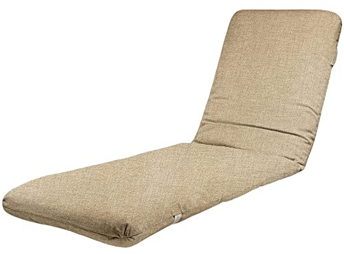 TIENDA EURASIA - Colchoneta para Tumbona de Jardin - Cojin Tumbona Acolchado Relleno de Fibra - Funda de Tela con Cremallera Lavable (180 x 50 cm, Beige)