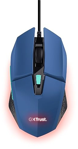 Trust Gaming GXT 109B Felox Gaming Maus mit 6 Programmierbare Tasten, Mehrfarbige LED-Beleuchtung, 200-6400 DPI, USB Kabel 150 cm, PC Maus mit Integrierte Software für Computer/Laptop - Blau