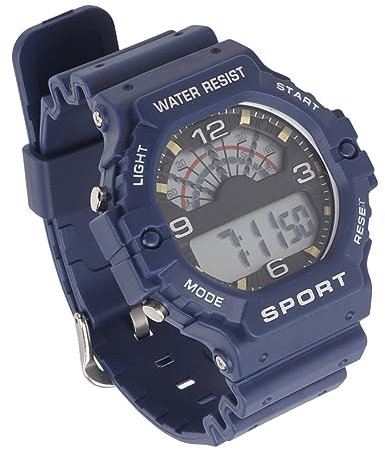 SUNGOOYUE Herren-Digital-Chronograph-Armbanduhr, WR50M, Wasserdicht, mit Alarm, Leuchtender Sekundentimer-Uhr (Blau)