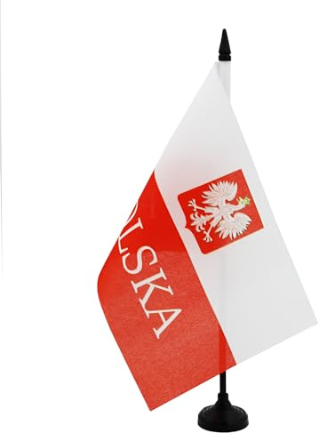 AZ FLAG Bordsflagga Polen med örn alternativ 21x14 cm Plastfot