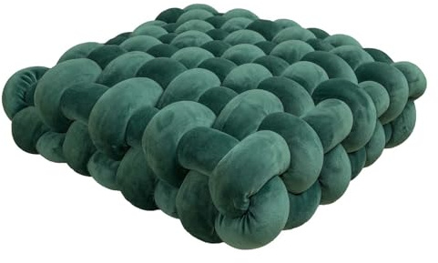 PTKG Cuscino con Nodo, Cuscino per Sedia Intrecciato, Cuscino con Nodo Quadrato, Cuscino con Nodo Piccolo Cuscino Decorativo Nordico per Sedia da Pavimento da davanzale,Green 1,40x40x12CM