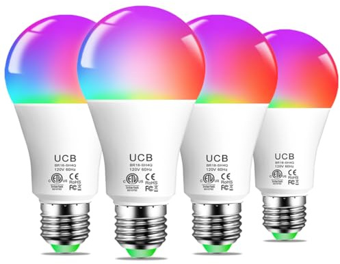 UCB Smart Light Bulbs 130W Equivalent, Color Changing Light Bulb, Work with Alexa Only, 16 Million Colors RGBWW, Music Sync, DIY Flash,1300LM A19 E26 Bluetooth Led Light Bulbs, No WiFi Required,4Pack