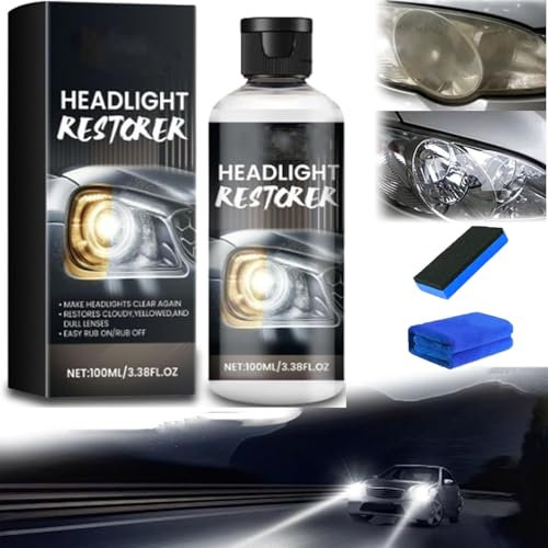 XiChiu Kit di ripristino per fari auto, per la pulizia delle lenti dei fari, rimuove l'ingiallimento e l'opacità, ripristina chiarezza e luminosità (1 pezzo)