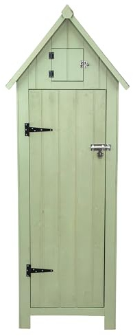 Abri de Jardin en Bois Vert 66 x 46 x 178 cm Cabane Cabanon Toit en Asphalte - Imperméable - Espace Extérieur Stockage Rangement Jardin Outils - [Kit de Fixations & Cadenas Inclus]