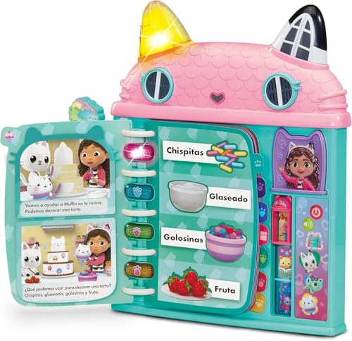 VTech - Gat-Censor Libro de Descubrimientos La Casa de Muñecas de Gabby, Juguetes Electrónicos +3 Años, 14 Páginas, Voz Original, Botones Luminosos, Ascensor y Juegos Educativos, Versión ESP