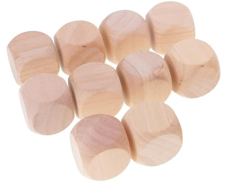 ZORVYN Lot de 10 Dés Vierges en Bois 30mm Grands Cubes à Personnaliser et à Décorer