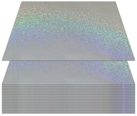 Holografiska klistermärkesark | A4-holografiska pysselpappersklistermärken – 20 ark självhäftande folie lätt att skära i för pysseldokument, presentpapper scrapbook