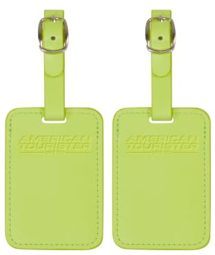 American Tourister Etiquetas equipaje - Para maletas y bolsas, con correa ajustable, tarjeta de dirección incluida, Set de 2 piezas, Lima claro (Light Lime)