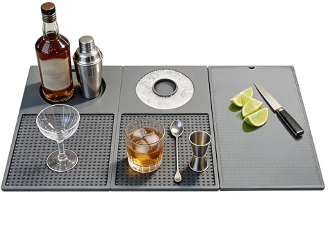 Tappetino da bar pieghevole in silicone, tappetini da cocktail pieghevoli multifunzionali con tagliere, tappetino da bar per piano di lavoro, decorazioni da bar per la casa, l'esterno, i viaggi